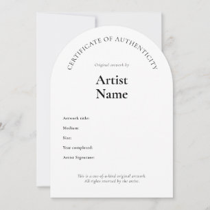 Convite Arch Certificate of Authenticity Art Modelo
