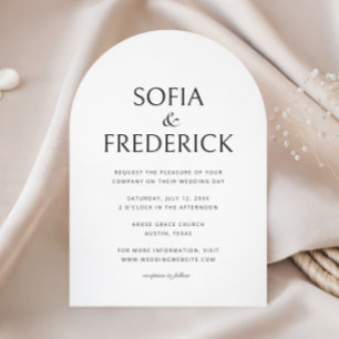 Convite Arch Classic Photo Script Black and White Weds