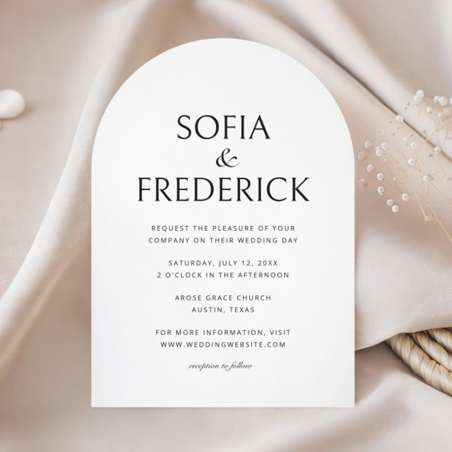 Convite Arch Classic Photo Script Black and White Weds (Criador carregado)