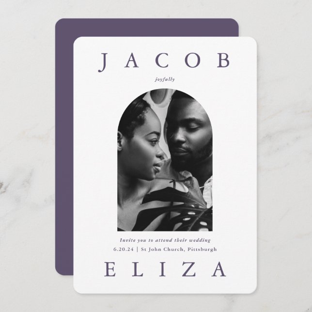 Convite Arch De Casamento Elegante Código Rsvp Duas Foto (Frente/Verso)