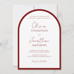 Convite Arch de Casamento Simples Crimson Red Border