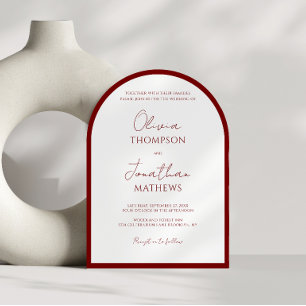 Convite Arch de Casamento Simples Crimson Red Border