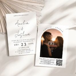 Convite Arch de Fotografia de Caligrafia com código QR em