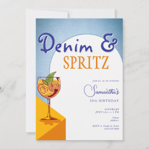Convite Arch Elegante Moderno Denim & Spritz Verão Anivers