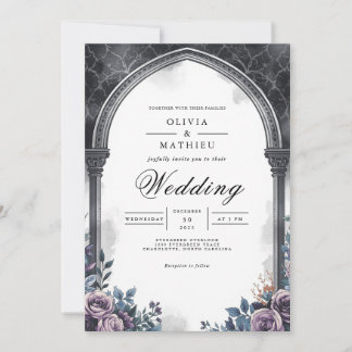 Convite Arch Escuro Floral Romance Wedding