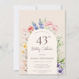 Convite Arch Floral Garden Whimsical Beige 43º Aniversário