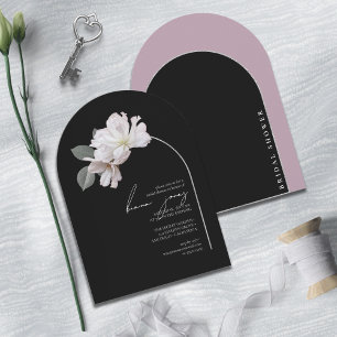 Convite Arch Florals Chá de panela Black Mauve Arch ID967