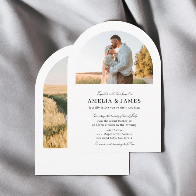 Convite Arch Foto Elegante Calliografia Casamento (Criador carregado)