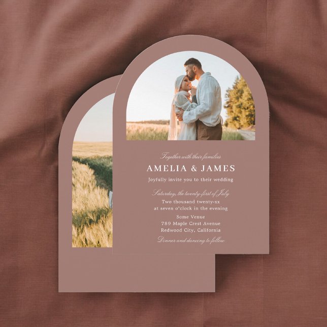 Convite Arch Foto Elegante Calliografia Casamento (Criador carregado)