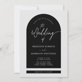 Convite Arch Frame Moderno Script QR Código Black Casament