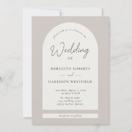Convite Arch Frame Moderno Taupe Ecru Casamento