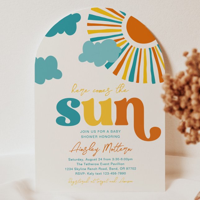 Convite Arch Here Comes The Sun Baby Shower Invitation (Criador carregado)