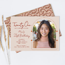 Convite Arch Modelo de Foto Cactus Vine Boho aniversário d