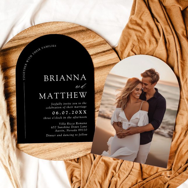 Convite Arch Modern Black & White Minimalist Weding (Criador carregado)