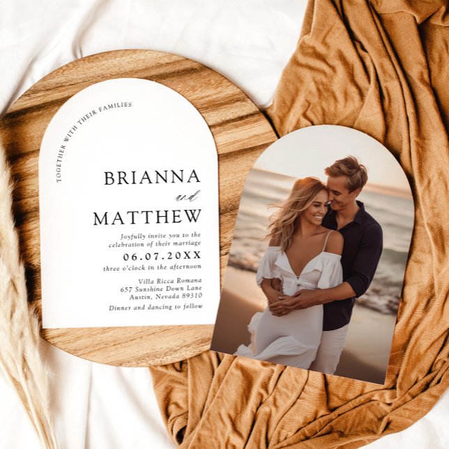 Convite Arch Modern Black & White Minimalist Weding (Criador carregado)