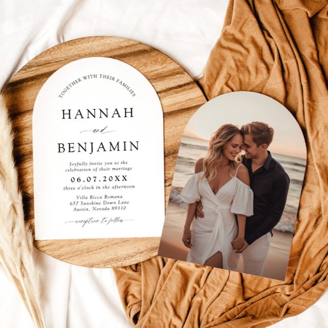 Convite Arch Modern Black & White Minimalist Weding (Criador carregado)