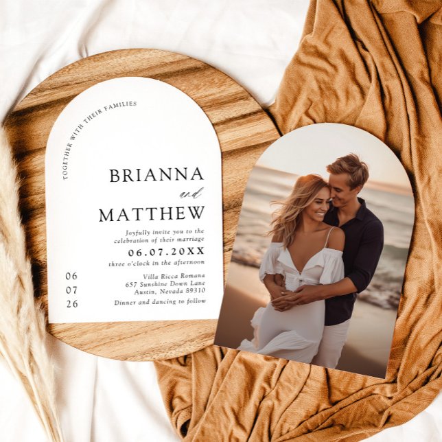 Convite Arch Modern Black & White Minimalist Weding (Criador carregado)