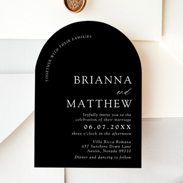 Convite Arch Modern Black & White Minimalist Weding (Criador carregado)