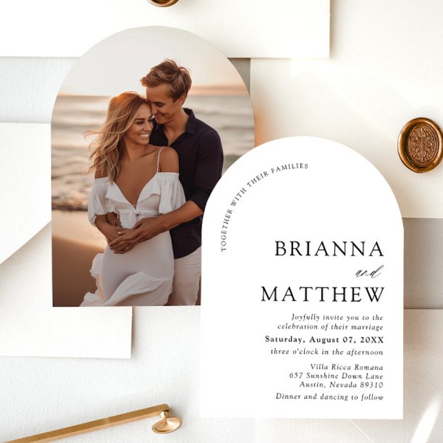 Convite Arch Modern Black & White Minimalist Weding (Criador carregado)