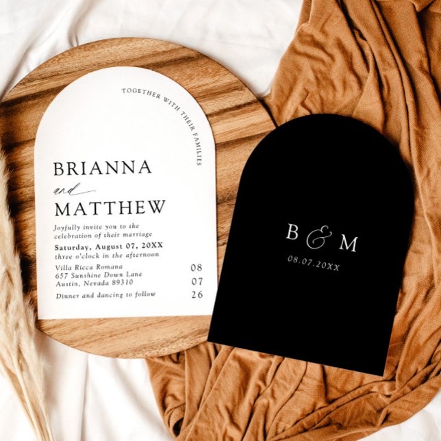 Convite Arch Modern Black & White Minimalist Weding (Arch Modern Black & White Minimalist Wedding Invitation)