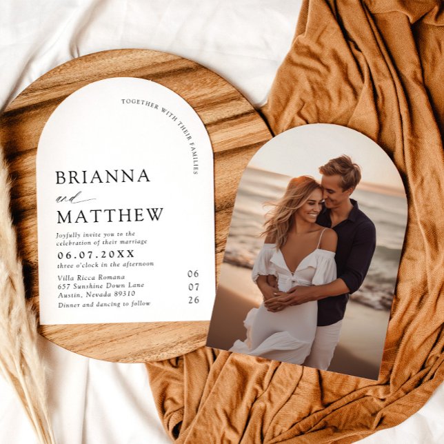 Convite Arch Modern Black & White Minimalist Weding (Criador carregado)