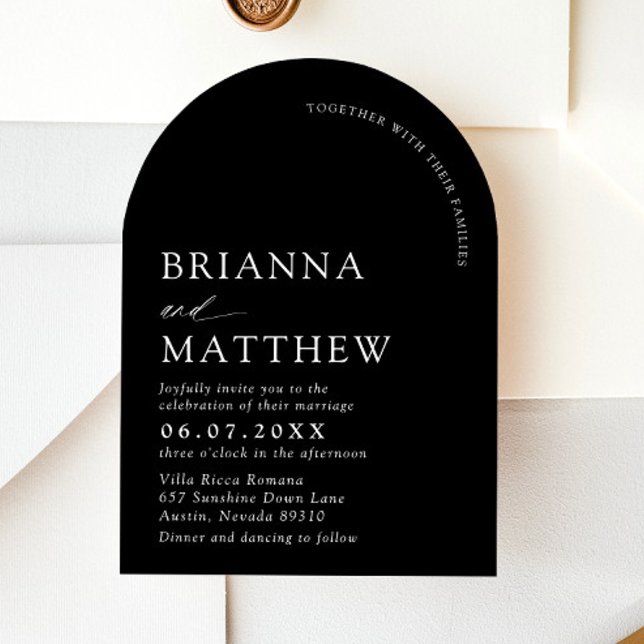 Convite Arch Modern Black & White Minimalist Weding (Arch Modern Black & White Minimalist Wedding Invitation)