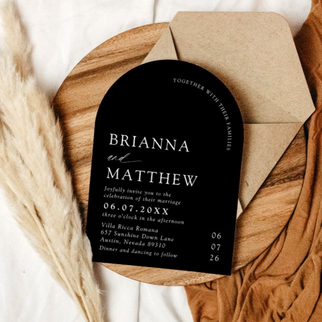 Convite Arch Modern Black & White Minimalist Weding (Arch Modern Black & White Minimalist Wedding Invitation)