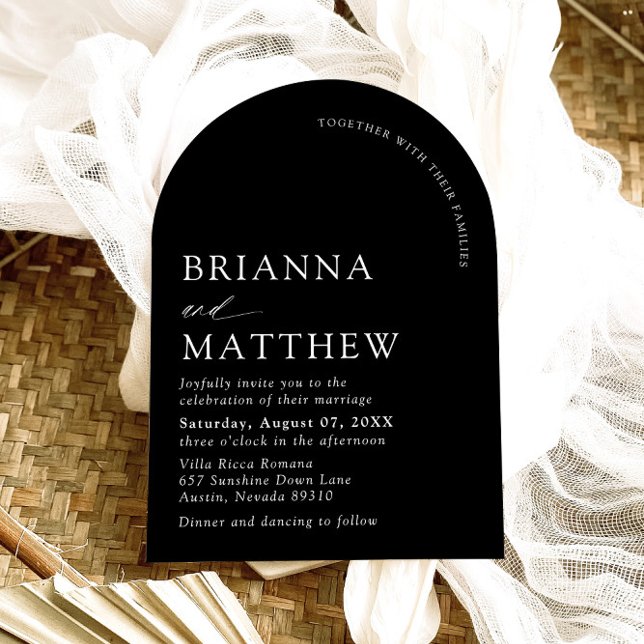 Convite Arch Modern Black & White Minimalist Weding (Arch Modern Black & White Minimalist Wedding Invitation)