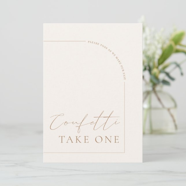 Convite Arch Modern Calligraphy Confetti Wedding Sign (Em pé/Frente)