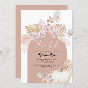 Convite Arch Modern Pumpkin é um Chá de fraldas de Garota