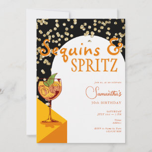 Convite Arch Modern Sequins Elegantes Spritz Verão Anivers