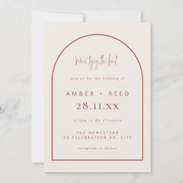 Convite Arch Modern Tying Knot Wedacotta Script Terracotta