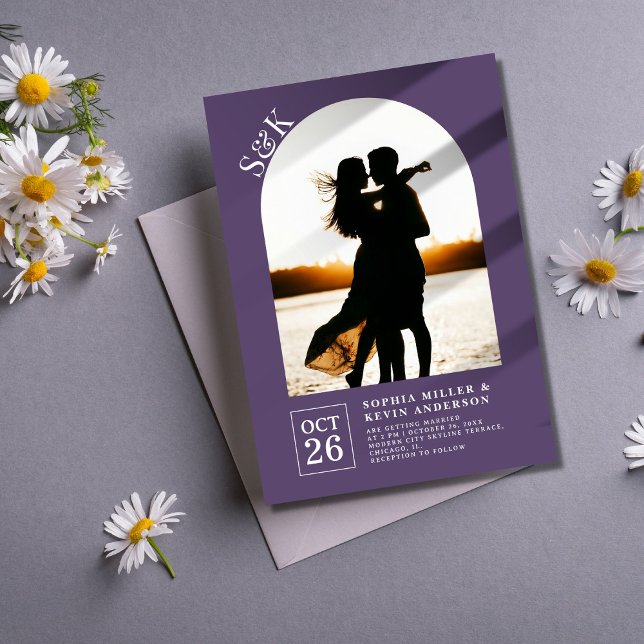 Convite Arch Moderno I Foto Que Eu Envolvi Vinho No Casame (Criador carregado)