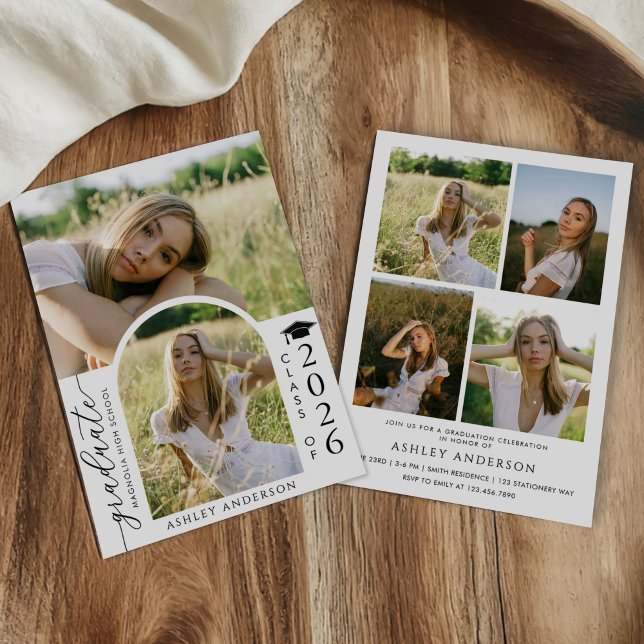 Convite Arch Photo Graduation Party Invite Announcement (Criador carregado)