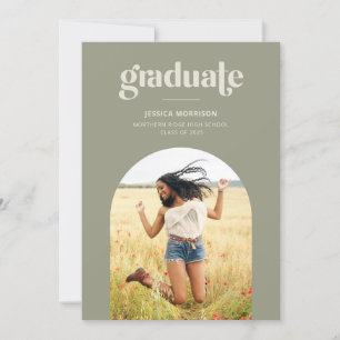 Convite Arch Photo Modern Type Sage Green Festa de formatu