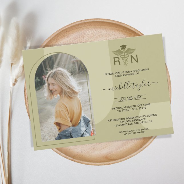 Convite Arch Photo RN Enfermeiro Medicine Caduceus Formand (Criador carregado)