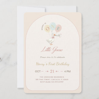 Convite Arch Pink Bow One Little Goose 1st Birthday Party