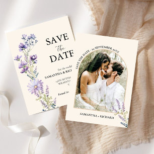 Convite Arch Purple Wildflower Casamento Salvar Data
