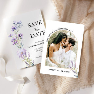 Convite Arch Purple Wildflower Casamento Salvar Data