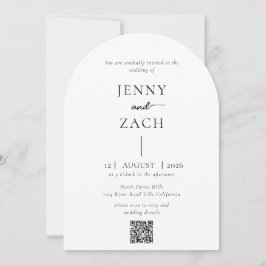 Convite Arch Simple Modern Photo Qr Code Wedding