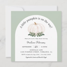 Convite Arch White Pumpkin Fall Chá de fraldas Square Conv