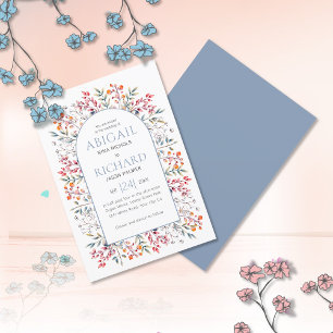 Convite Arch with leaves and berries dusty blue wedding