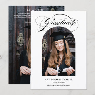 Convite Arched Photo and Script Graduate Announcement