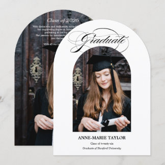 Convite Arched Photo and Script Graduate Announcement