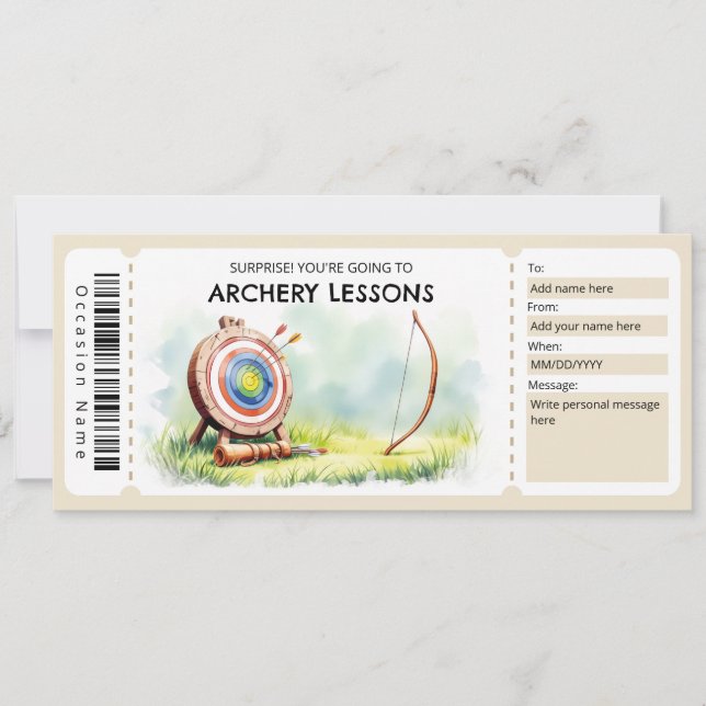 Convite Archery Lessons Gift Voucher (Frente)