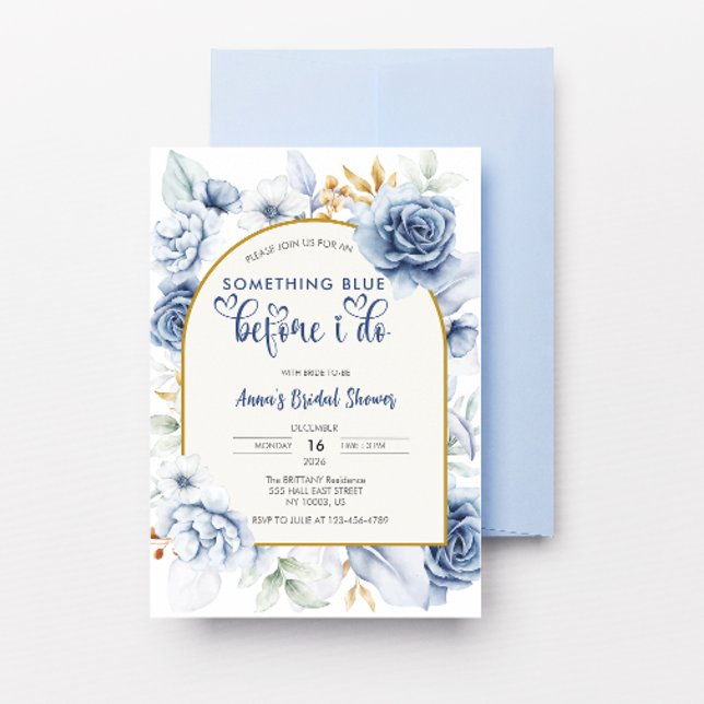 Convite Arco Algo Azul Antes de Eu Fazer Chá de Noiva (Arch Something Blue Before I Do Bridal Shower)