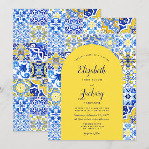 Convite Arco Amarelo Russo Casamento Azulejo Português