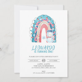 Convite Arco arco-íris de inverno, primeiro aniversario de