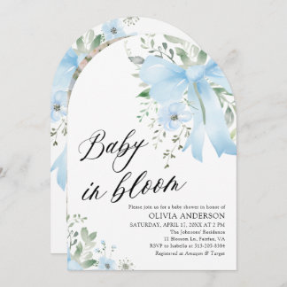 Convite Arco Azul Bebê no Chá de fraldas de Arca Floral Bl