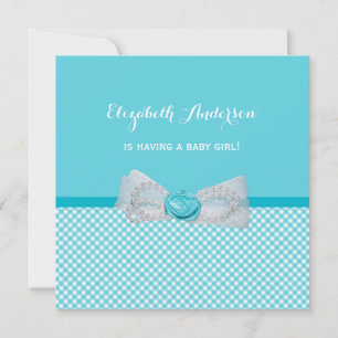 Convite Arco Azul Bonito Aqua Gingham Gingham